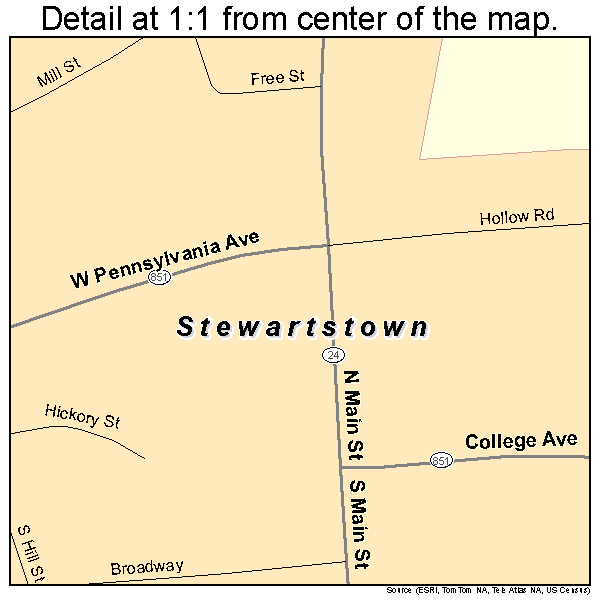 Stewartstown, Pennsylvania road map detail