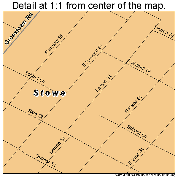 Stowe, Pennsylvania road map detail