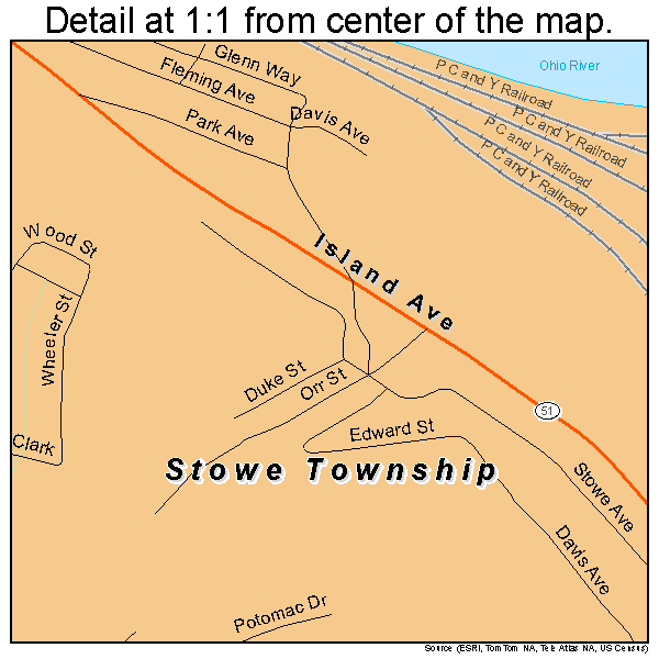 Stowe Township, Pennsylvania road map detail