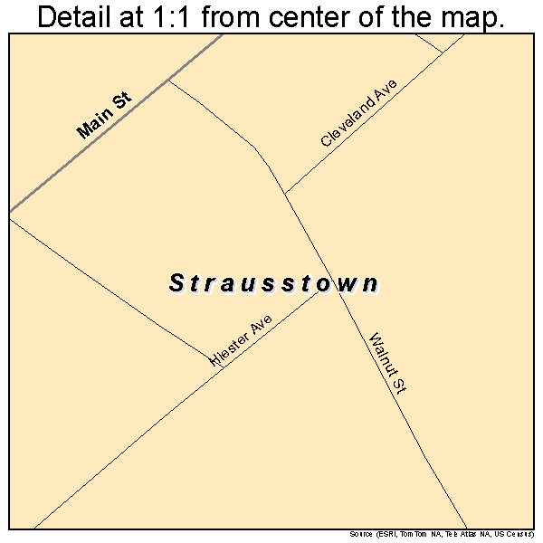 Strausstown, Pennsylvania road map detail