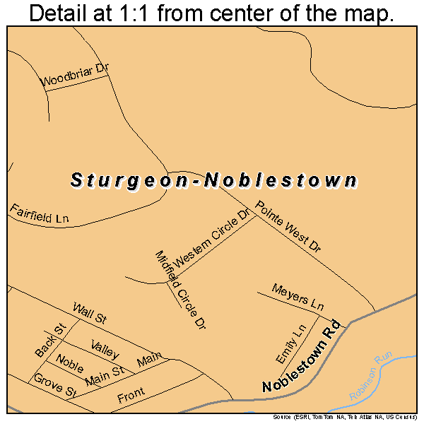 Sturgeon-Noblestown, Pennsylvania road map detail