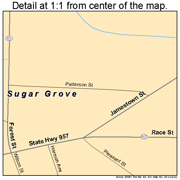 Sugar Grove, Pennsylvania road map detail