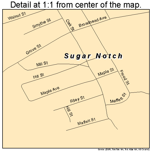 Sugar Notch, Pennsylvania road map detail