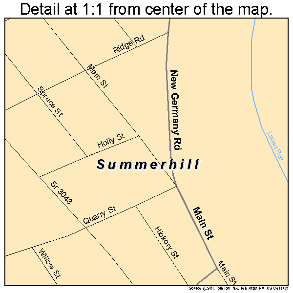 Summerhill, Pennsylvania road map detail