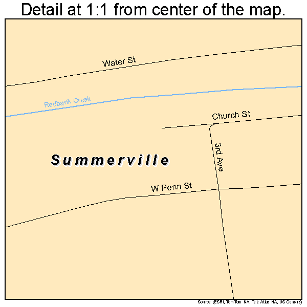 Summerville, Pennsylvania road map detail