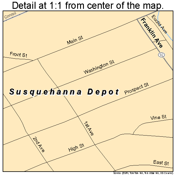 Susquehanna Depot, Pennsylvania road map detail
