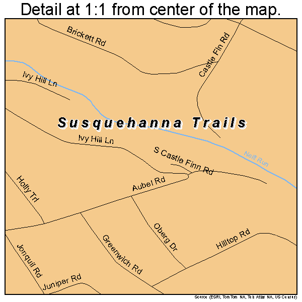 Susquehanna Trails, Pennsylvania road map detail