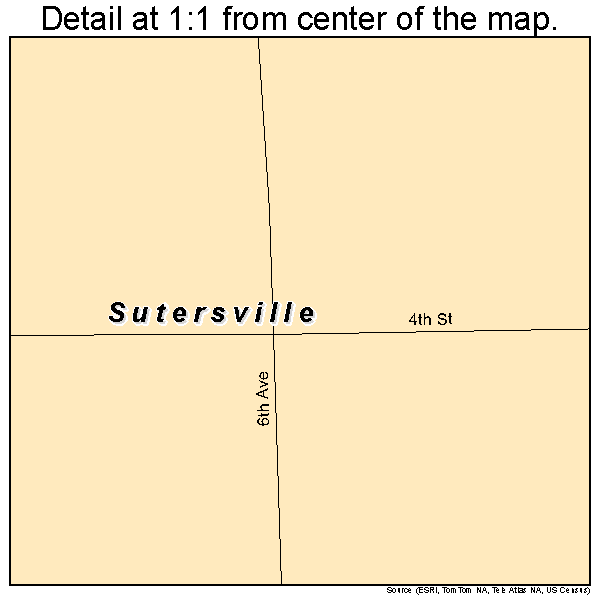 Sutersville, Pennsylvania road map detail