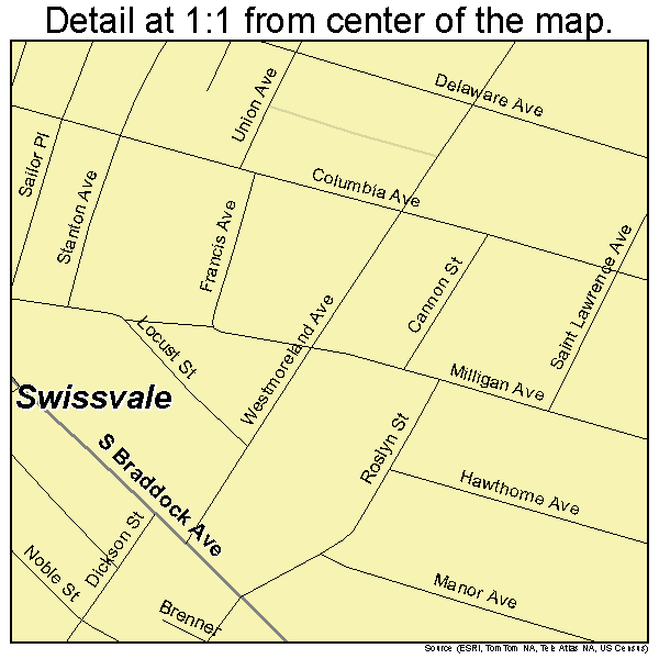 Swissvale, Pennsylvania road map detail