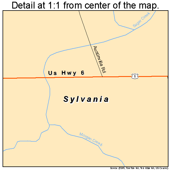 Sylvania, Pennsylvania road map detail
