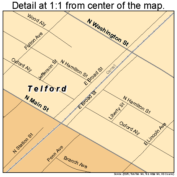 Telford, Pennsylvania road map detail