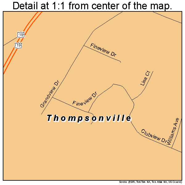 Thompsonville, Pennsylvania road map detail