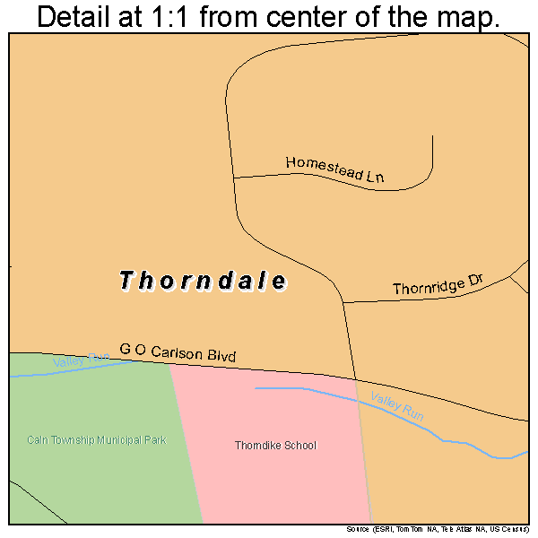 Thorndale, Pennsylvania road map detail