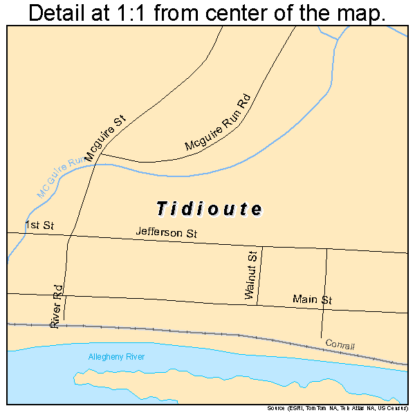 Tidioute, Pennsylvania road map detail