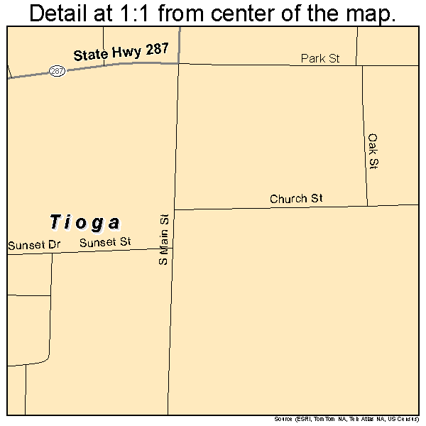 Tioga, Pennsylvania road map detail