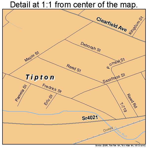 Tipton, Pennsylvania road map detail