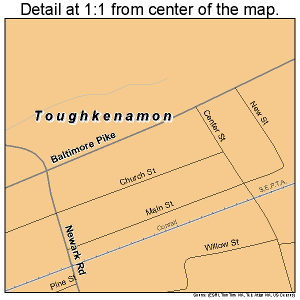 Toughkenamon, Pennsylvania road map detail