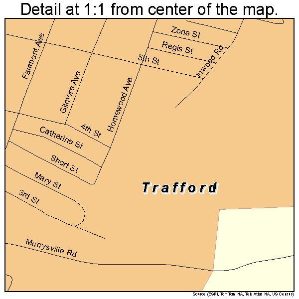 Trafford, Pennsylvania road map detail