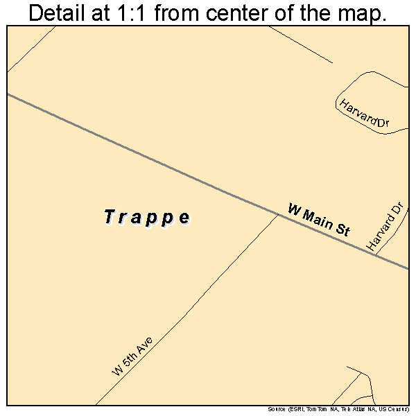 Trappe, Pennsylvania road map detail