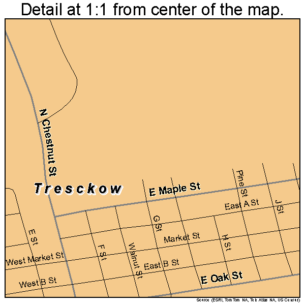 Tresckow, Pennsylvania road map detail