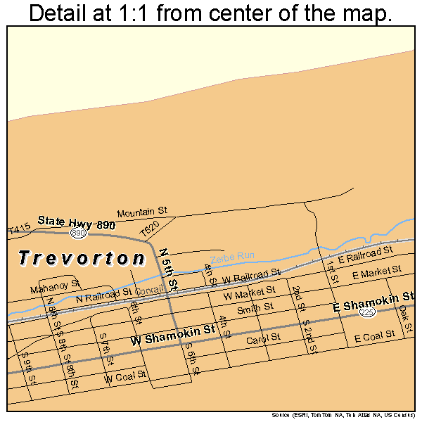 Trevorton, Pennsylvania road map detail