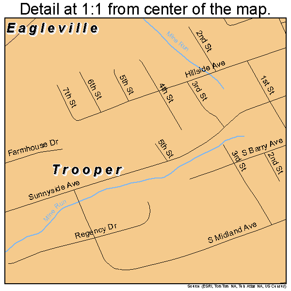 Trooper, Pennsylvania road map detail