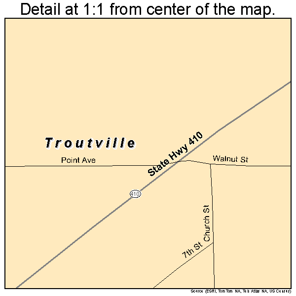 Troutville, Pennsylvania road map detail