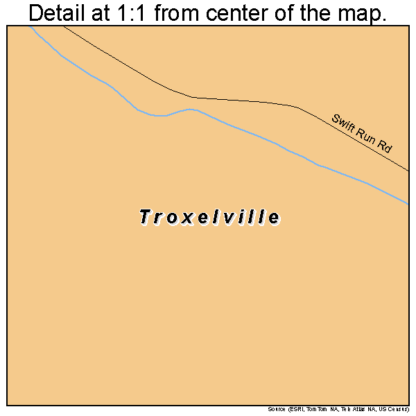 Troxelville, Pennsylvania road map detail