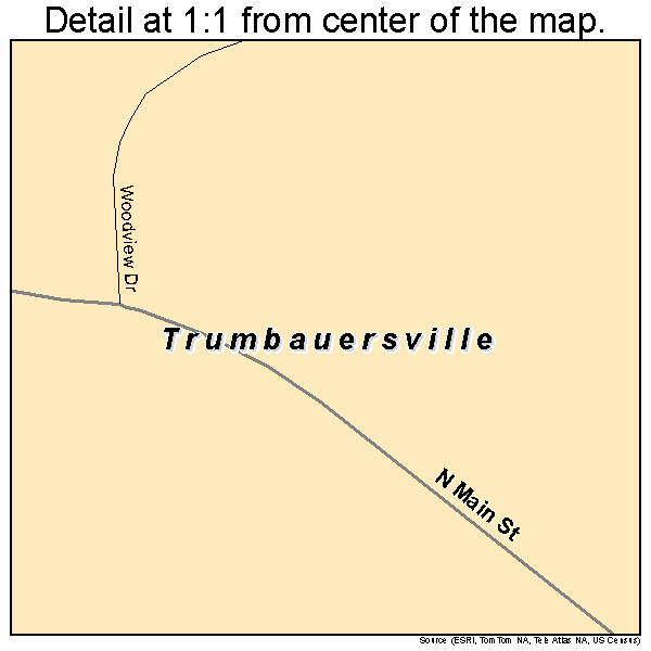 Trumbauersville, Pennsylvania road map detail