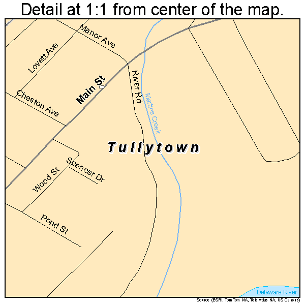 Tullytown, Pennsylvania road map detail