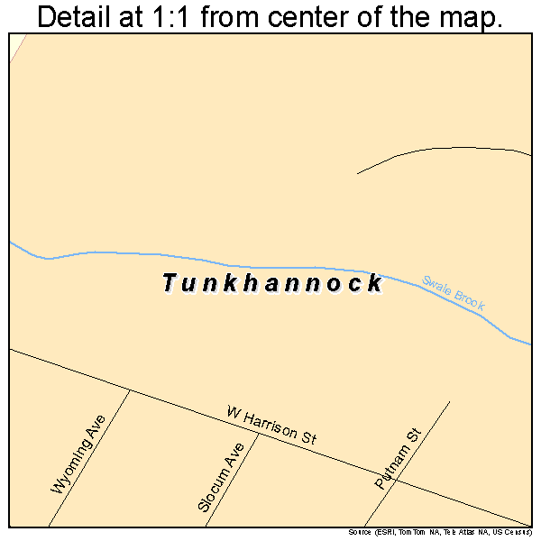Tunkhannock, Pennsylvania road map detail