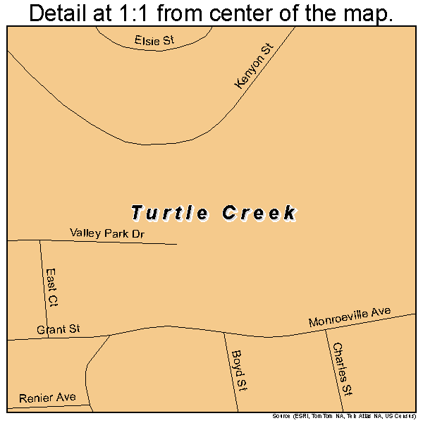 Turtle Creek, Pennsylvania road map detail