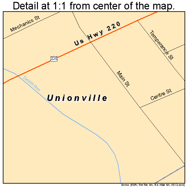 Unionville, Pennsylvania road map detail