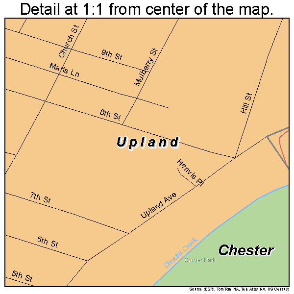 Upland, Pennsylvania road map detail