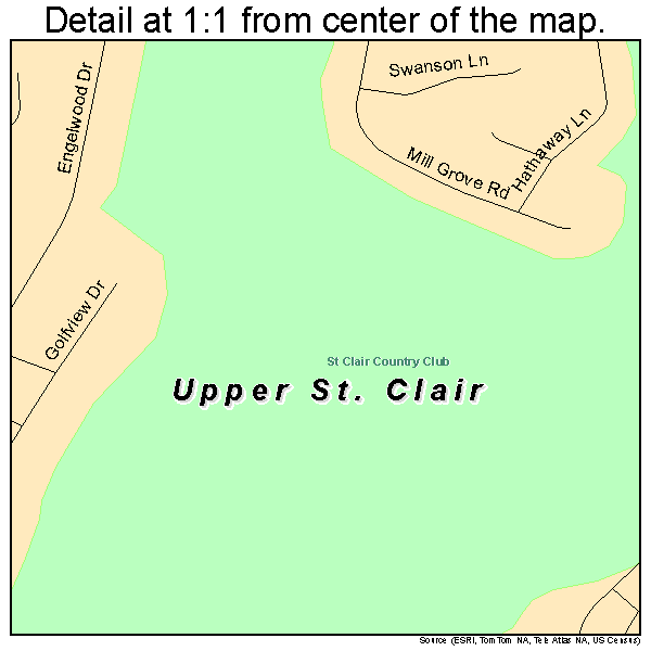 Upper St. Clair, Pennsylvania road map detail