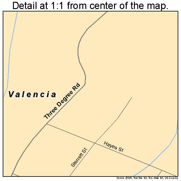 Valencia, Pennsylvania road map detail