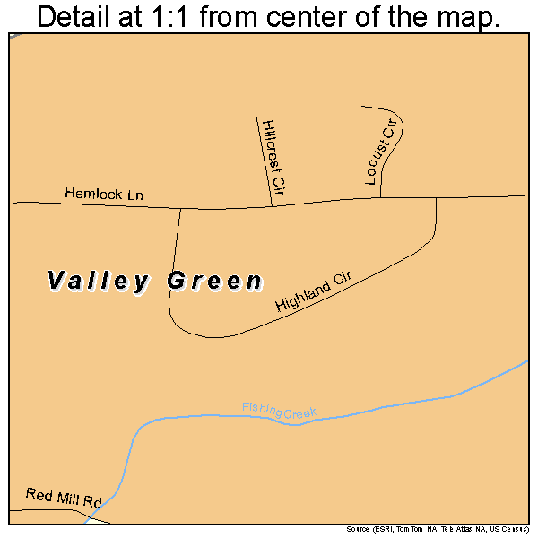Valley Green, Pennsylvania road map detail