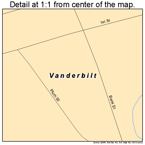Vanderbilt, Pennsylvania road map detail