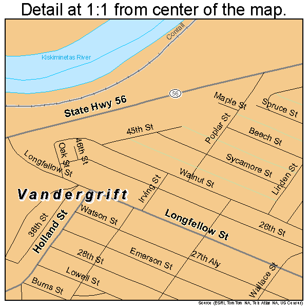 Vandergrift, Pennsylvania road map detail