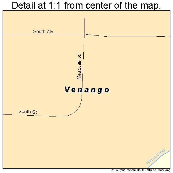 Venango, Pennsylvania road map detail