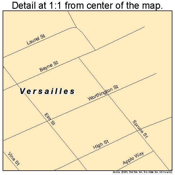Versailles, Pennsylvania road map detail