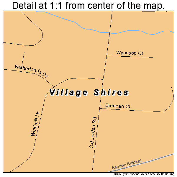 Village Shires, Pennsylvania road map detail