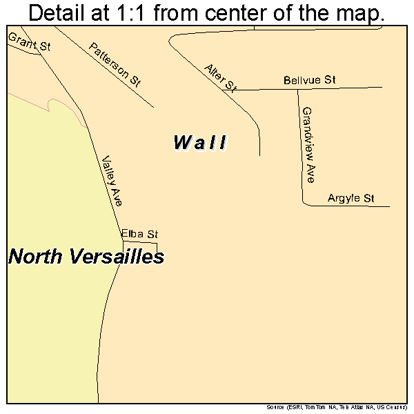 Wall, Pennsylvania road map detail