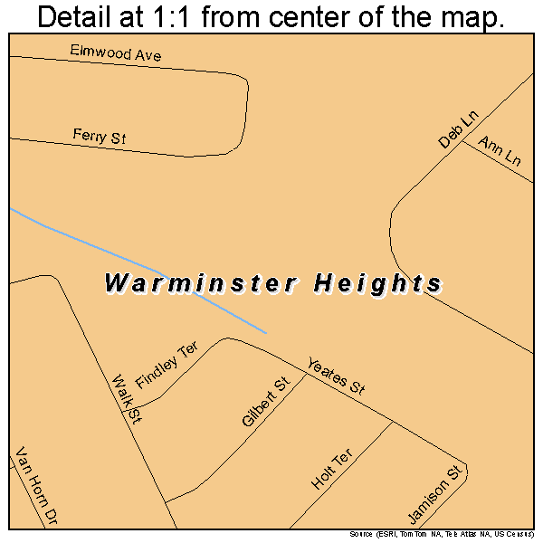 Warminster Heights, Pennsylvania road map detail
