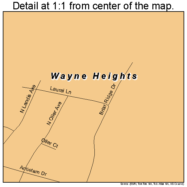 Wayne Heights, Pennsylvania road map detail