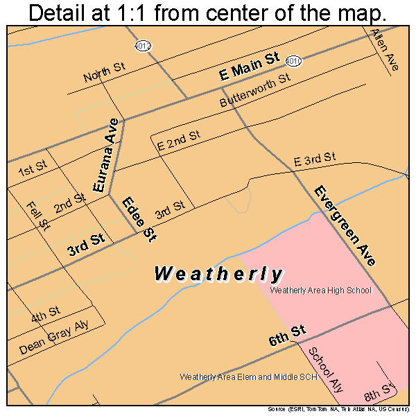 Weatherly, Pennsylvania road map detail