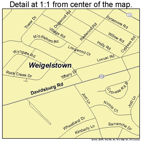 Weigelstown, Pennsylvania road map detail