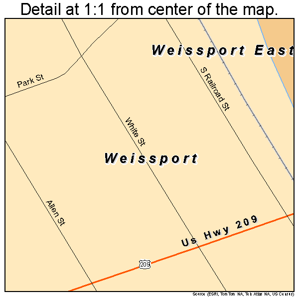 Weissport, Pennsylvania road map detail