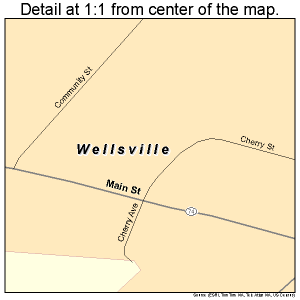 Wellsville, Pennsylvania road map detail