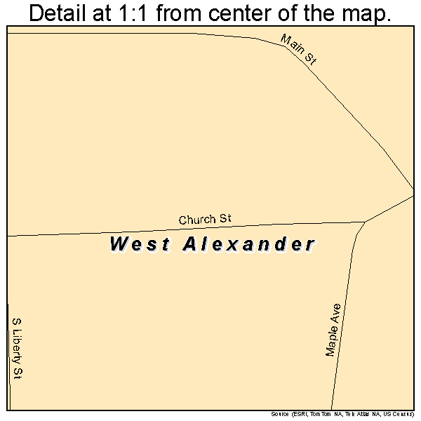 West Alexander, Pennsylvania road map detail